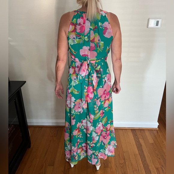 Adrianna Papell Pink and Green Floral Midi Dress - Picture 2 of 2